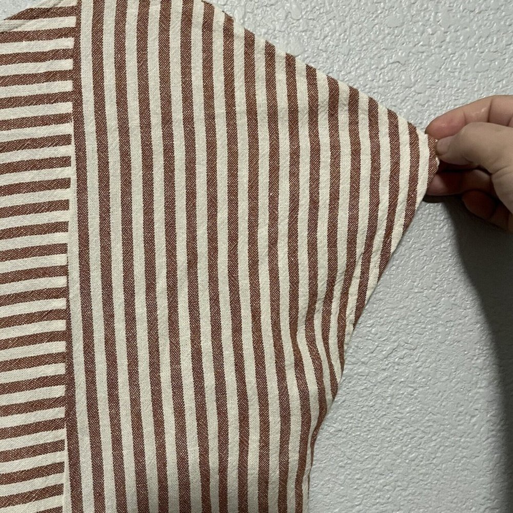 Madewell S Red White Stripe Play Button Back Linen Blend Shift Mini Dress G5305 - Picture 10 of 11
